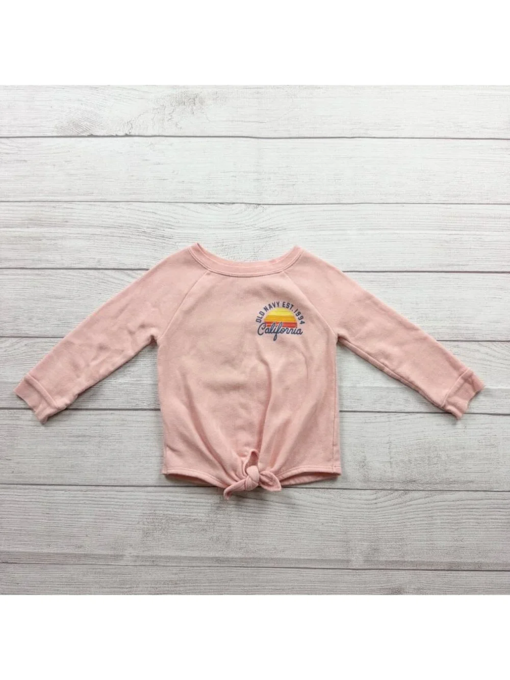 Old Navy California Graphic Toddler Long Sleeve Tie Front Pink Top 2T
